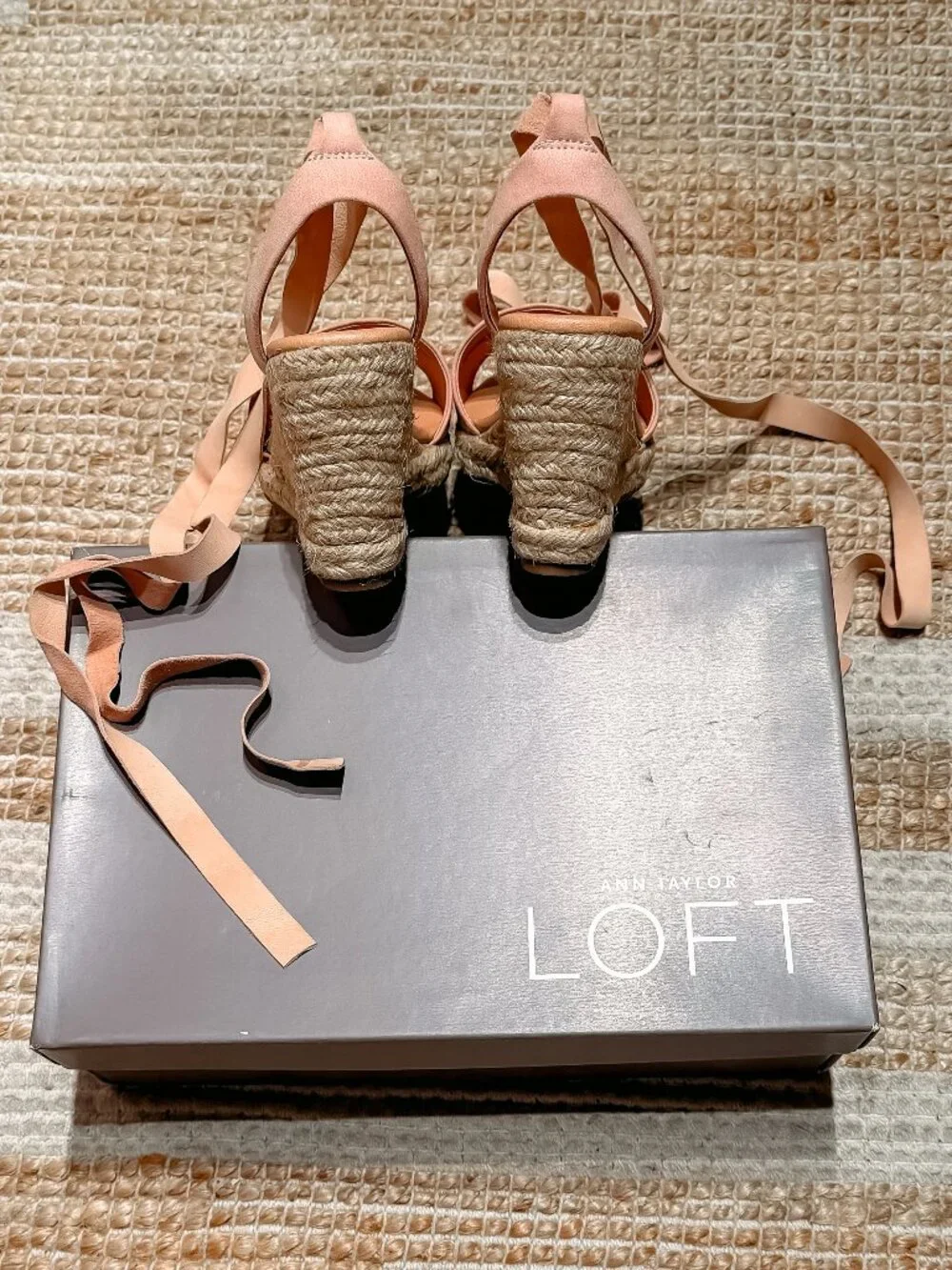 LOFT Espadrille Wedges with Ankle Straps in Rose